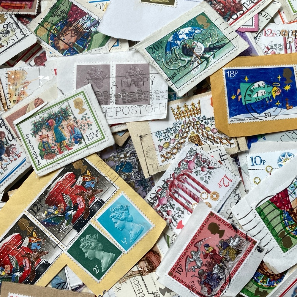 200+ Crafting Christmas British Postage Stamps on Paper